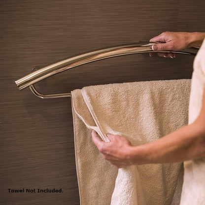 Invisia 16" Brushed Stainless Wall-Mounted Towel Bar With Integrated Grab Bar