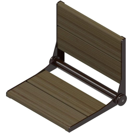 Invisia 18" Rectangle Ash Stained Bamboo Wall-Mounted SerenaSeat Fold Down Shower Seat With Oil Rubbed Bronze Frame