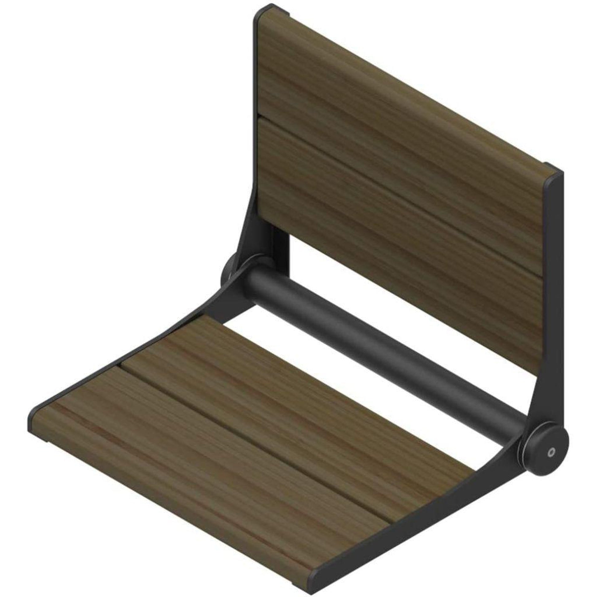 Invisia 18" Rectangle Honey Stained Bamboo Wall-Mounted SerenaSeat Fold Down Shower Seat With Matte Black Frame