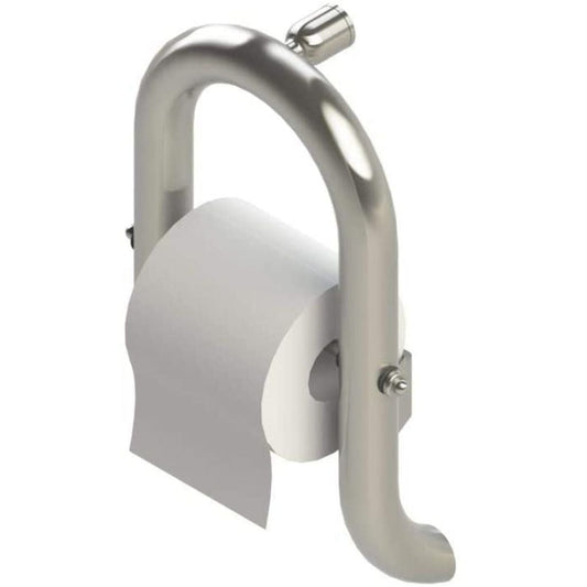 Invisia 7" Brushed Stainless Wall-Mounted Toilet Roll Holder With Integrated Grab Bar