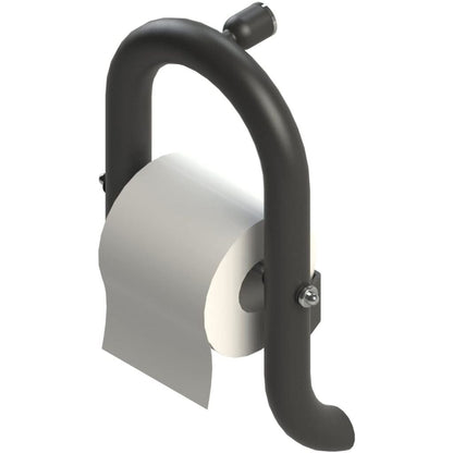 Invisia 7" Matte Black Wall-Mounted Toilet Roll Holder With Integrated Grab Bar