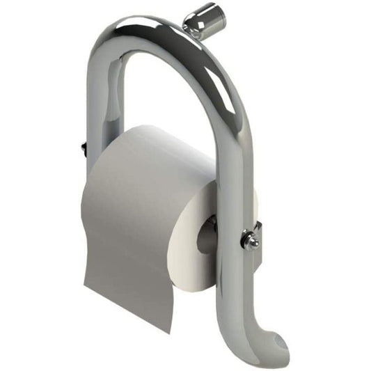 Invisia 7" Polished Chrome Wall-Mounted Toilet Roll Holder With Integrated Grab Bar