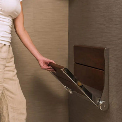 Invisia SerenaSeat 32" ADA Walnut Stained Bamboo With Bronze Frame Fold Down Shower Seat