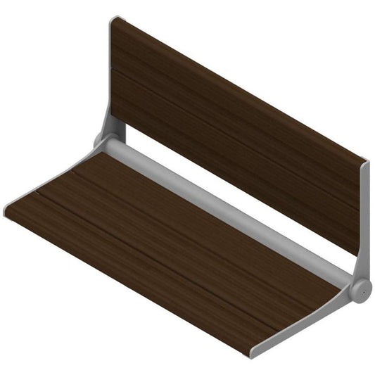 Invisia SerenaSeat 32" ADA Walnut Stained Bamboo With Grey Frame Fold Down Shower Seat
