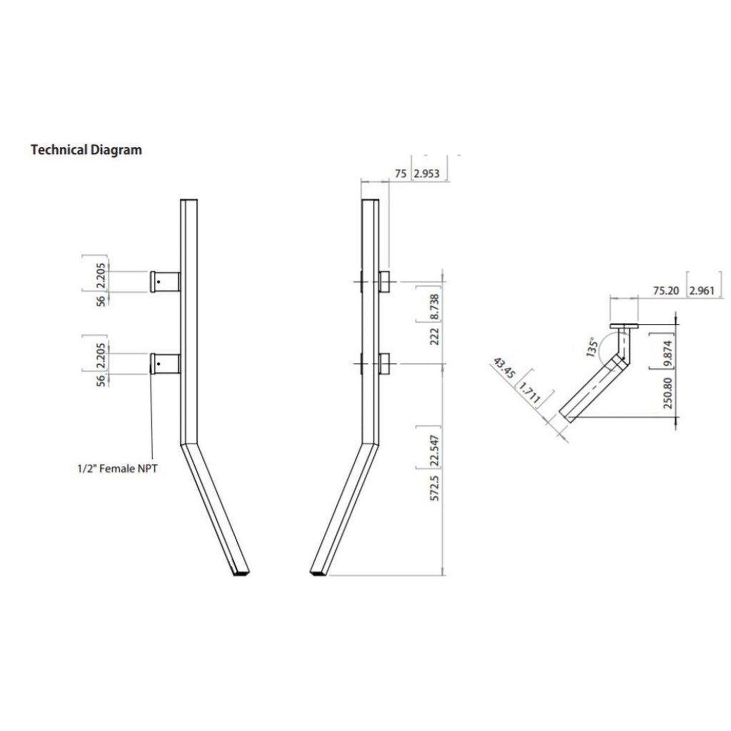 Isenberg Infinity 34" Brushed Nickel PVD Solid Brass Wall-Mounted Bathroom Sink Faucet Spout With Hidden Aerator