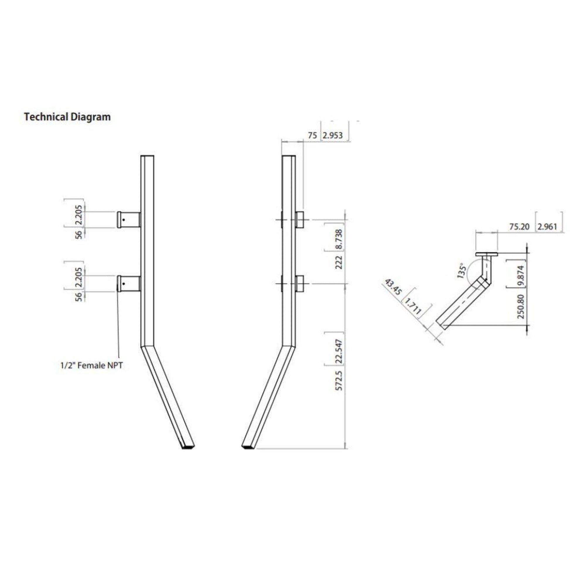 Isenberg Infinity 34" Chrome Solid Brass Wall-Mounted Bathroom Sink Faucet Spout With Hidden Aerator