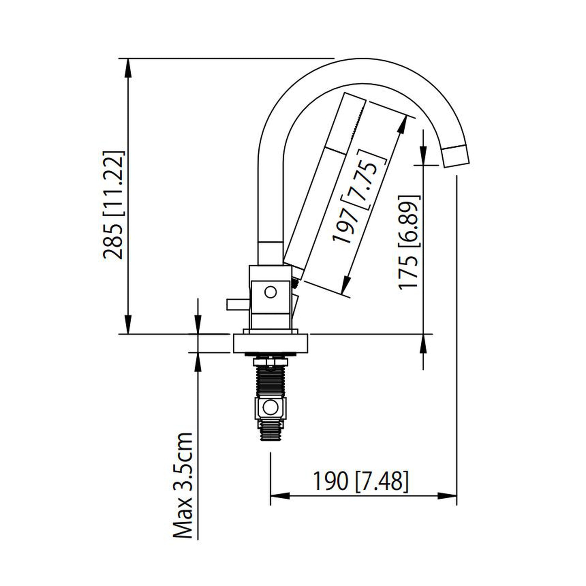 Isenberg Serie 100 14" Four-Hole Matte Black Solid Brass Deck-Mounted Roman Bathtub Faucet With Hand Shower