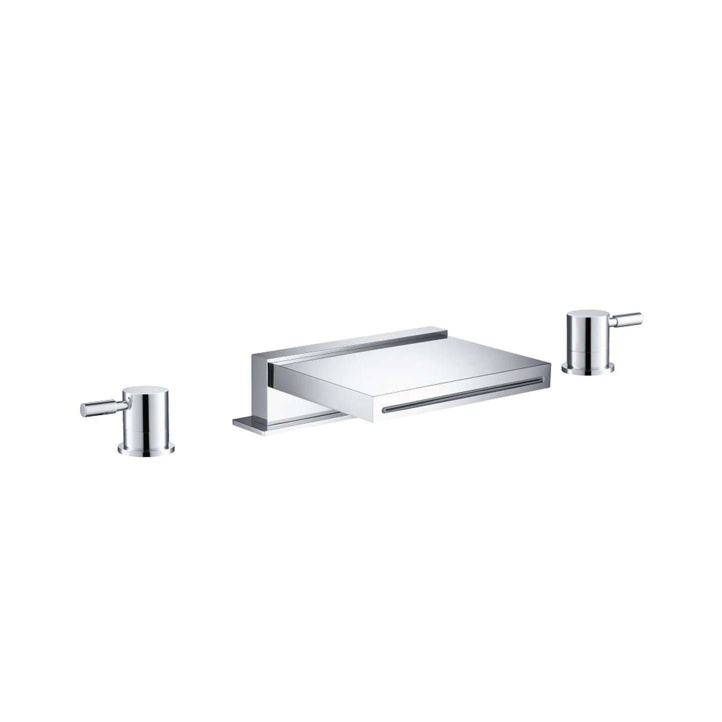Isenberg Serie 100 18" Three-Hole Brushed Nickel PVD Deck-Mounted Cascade / Sheet Flow Waterfall Roman Bathtub Faucet With Valve Set