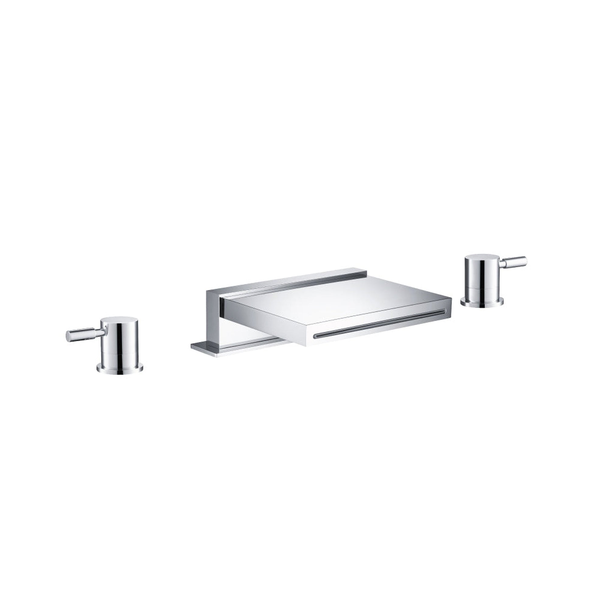 Isenberg Serie 100 18" Three-Hole Chrome Deck-Mounted Cascade / Sheet Flow Waterfall Roman Bathtub Faucet With Valve Set