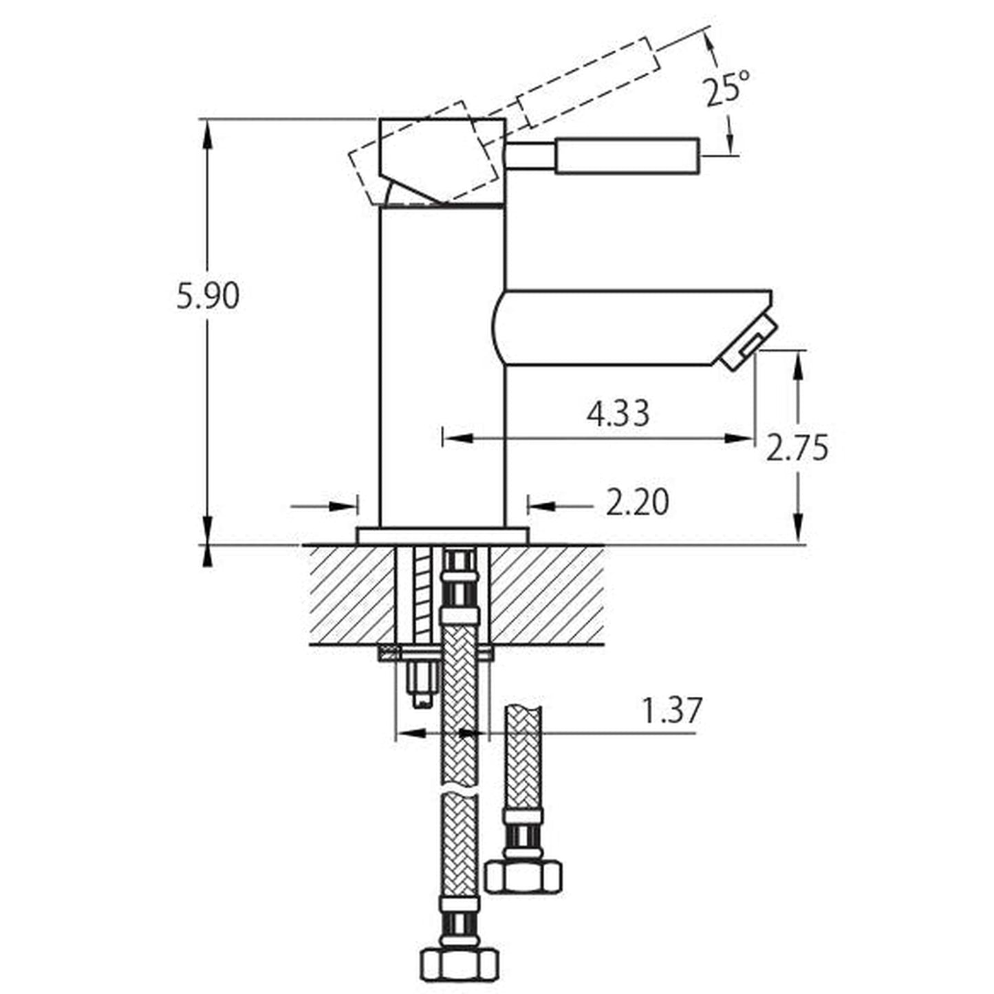 Isenberg Serie 100 6" Single-Hole Satin Brass PVD Deck-Mounted Bathroom Sink Faucet With Pop-Up Drain