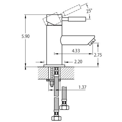 Isenberg Serie 100 6" Single-Hole Satin Brass PVD Deck-Mounted Bathroom Sink Faucet With Pop-Up Drain