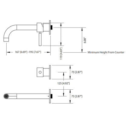 Isenberg Serie 100 6" Two-Hole Matte Black Wall-Mounted Bathroom Sink Faucet With Rough-In Valve