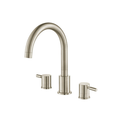 Isenberg Serie 100 8" Three-Hole Brushed Nickel PVD Solid Brass Deck-Mounted Roman Bathtub Faucet