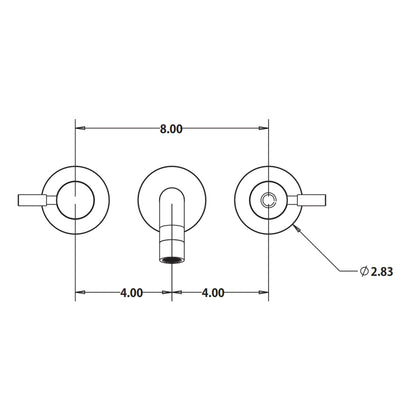 Isenberg Serie 100 8" Three-Hole Brushed Nickel PVD Wall-Mounted Bathroom Sink Faucet