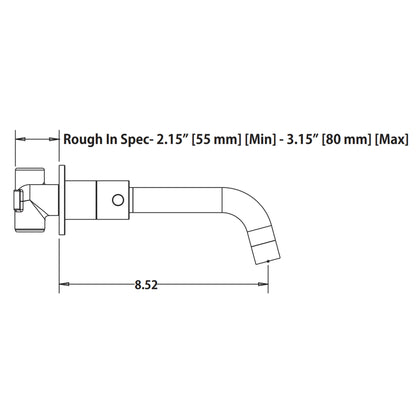 Isenberg Serie 100 8" Three-Hole Brushed Nickel PVD Wall-Mounted Bathroom Sink Faucet With 0.50" Rough-In Valve