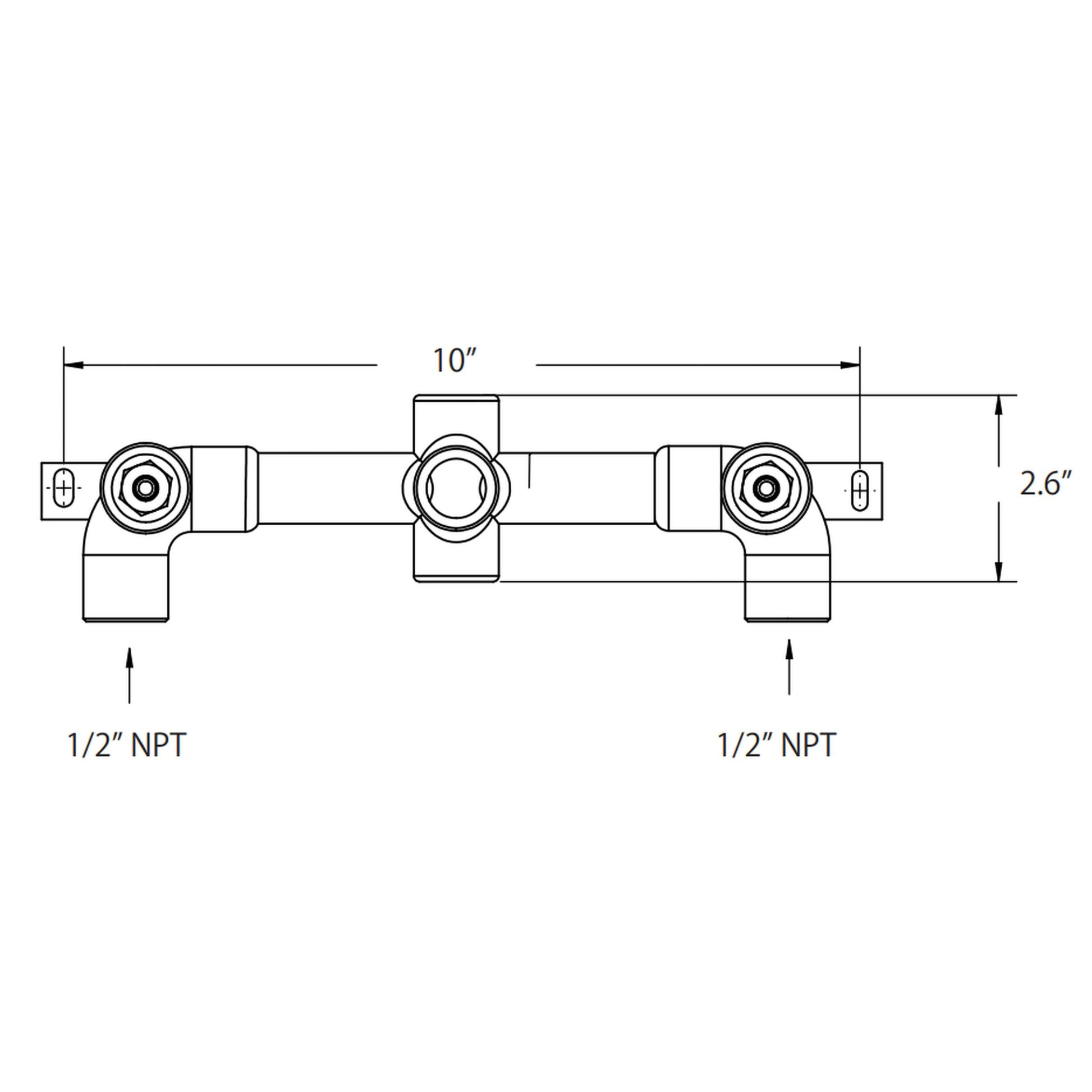 Isenberg Serie 100 8" Three-Hole Brushed Nickel PVD Wall-Mounted Bathtub Faucet With 0.50" Rough-In Valve