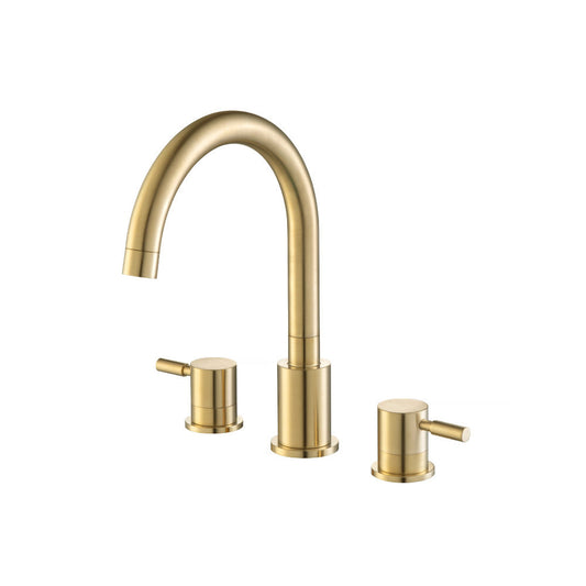Isenberg Serie 100 8" Three-Hole Satin Brass PVD Solid Brass Deck-Mounted Roman Bathtub Faucet