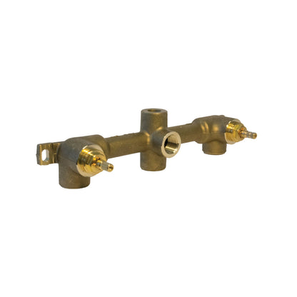 Isenberg Serie 100 8" Three-Hole Satin Brass PVD Wall-Mounted Bathroom Sink Faucet With 0.50" Rough-In Valve