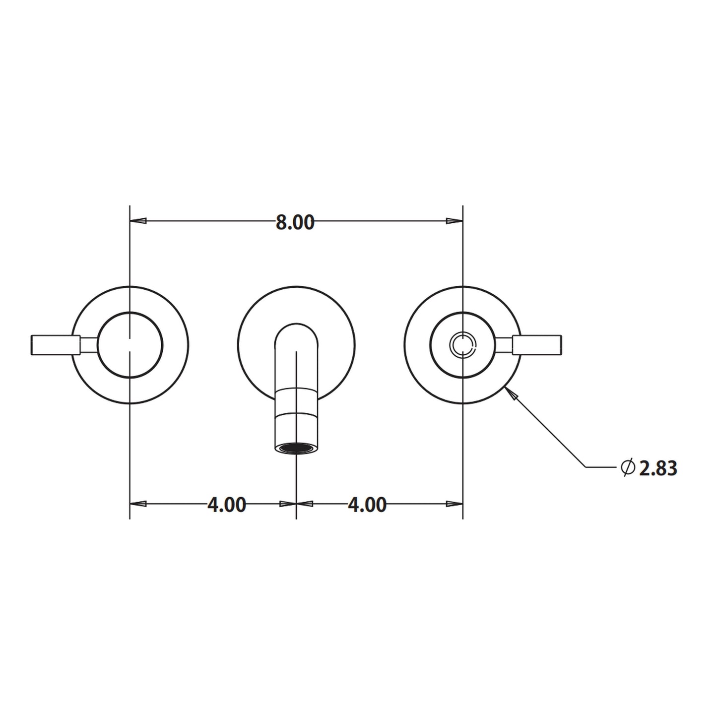 Isenberg Serie 100 8" Three-Hole Satin Brass PVD Wall-Mounted Bathroom Sink Faucet With 0.50" Rough-In Valve