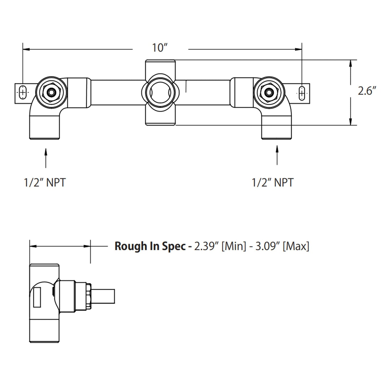 Isenberg Serie 100 8" Three-Hole Satin Brass PVD Wall-Mounted Bathroom Sink Faucet With 0.50" Rough-In Valve