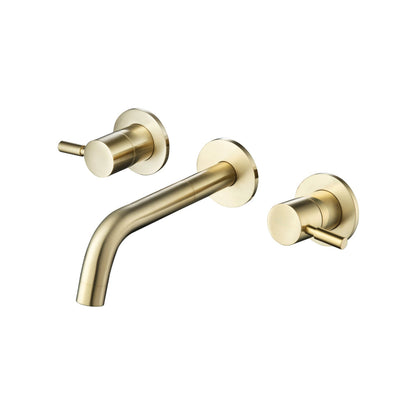 Isenberg Serie 100 8" Three-Hole Satin Brass PVD Wall-Mounted Bathroom Sink Faucet With 0.50" Rough-In Valve