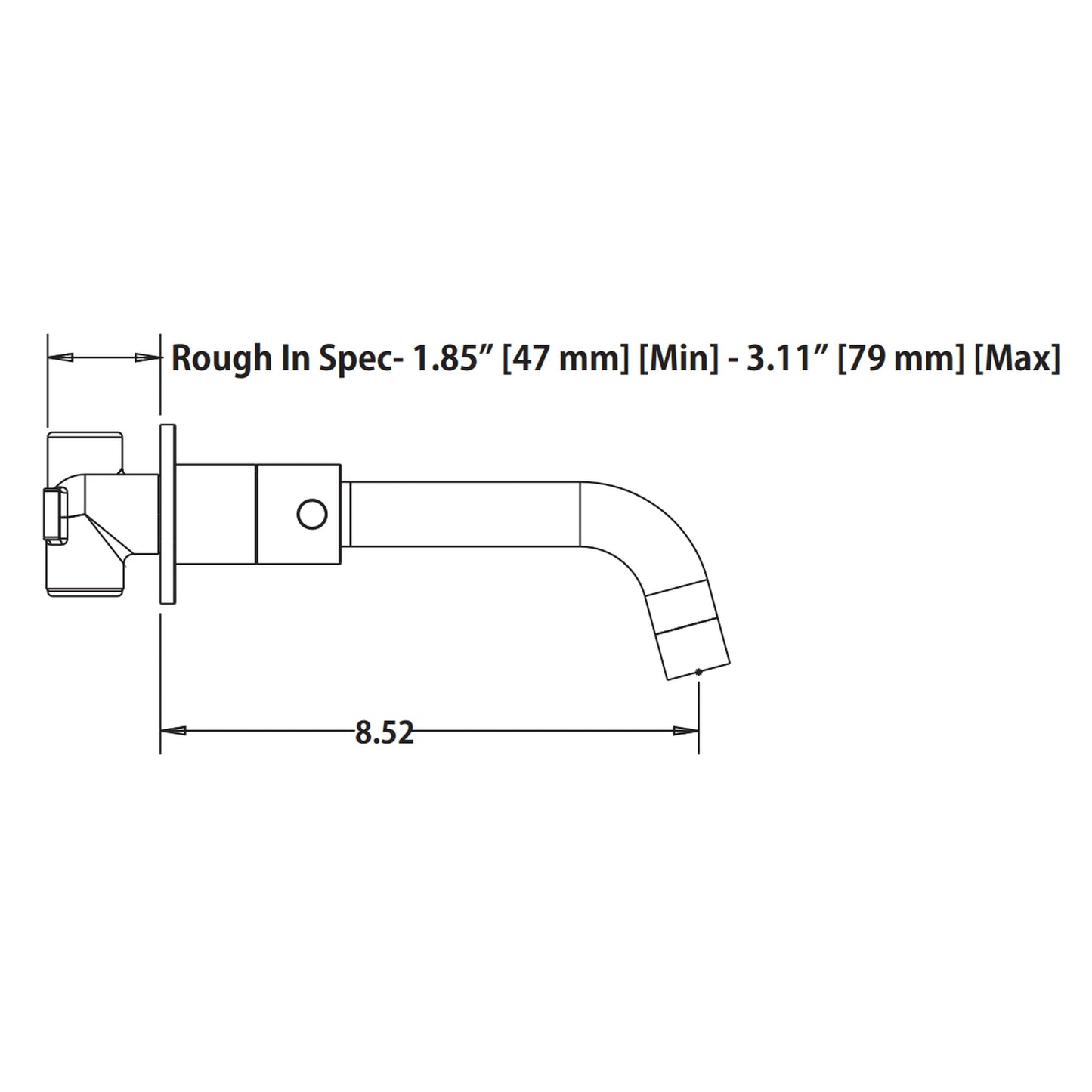 Isenberg Serie 100 8" Three-Hole Satin Brass PVD Wall-Mounted Bathtub Faucet With 0.50" Rough-In Valve