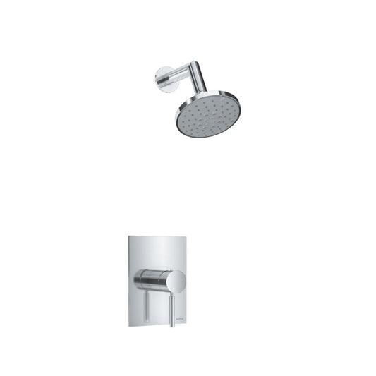 Isenberg Serie 100 Single Output Chrome Wall-Mounted Shower Set With 3-Function ABS Shower Head, Single Handle Shower Trim and 1-Output Single Control Pressure Balance Valve