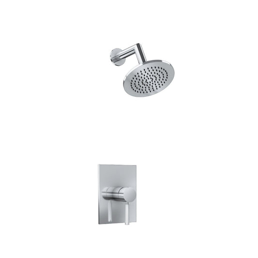 Isenberg Serie 100 Single Output Chrome Wall-Mounted Shower Set With 6" Solid Brass Rainhead Shower Head, Single Handle Shower Trim and 1-Output Single Control Pressure Balance Valve