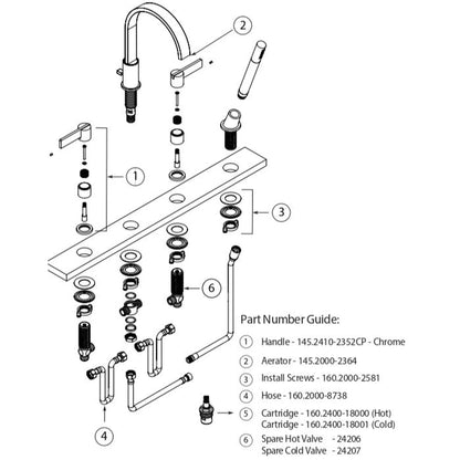 Isenberg Serie 145 12" Four-Hole Chrome Solid Brass Deck-Mounted Roman Bathtub Faucet With Hand Shower