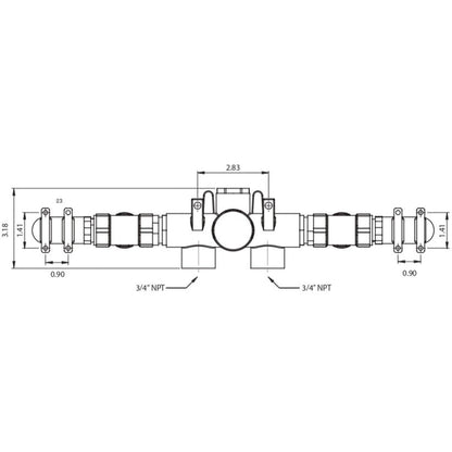 Isenberg Serie 145 18" Five-Hole 2-Volume Control Chrome Trim Set With 1" 2-Output Thermostatic Bathtub / Shower Valve And Hand Shower