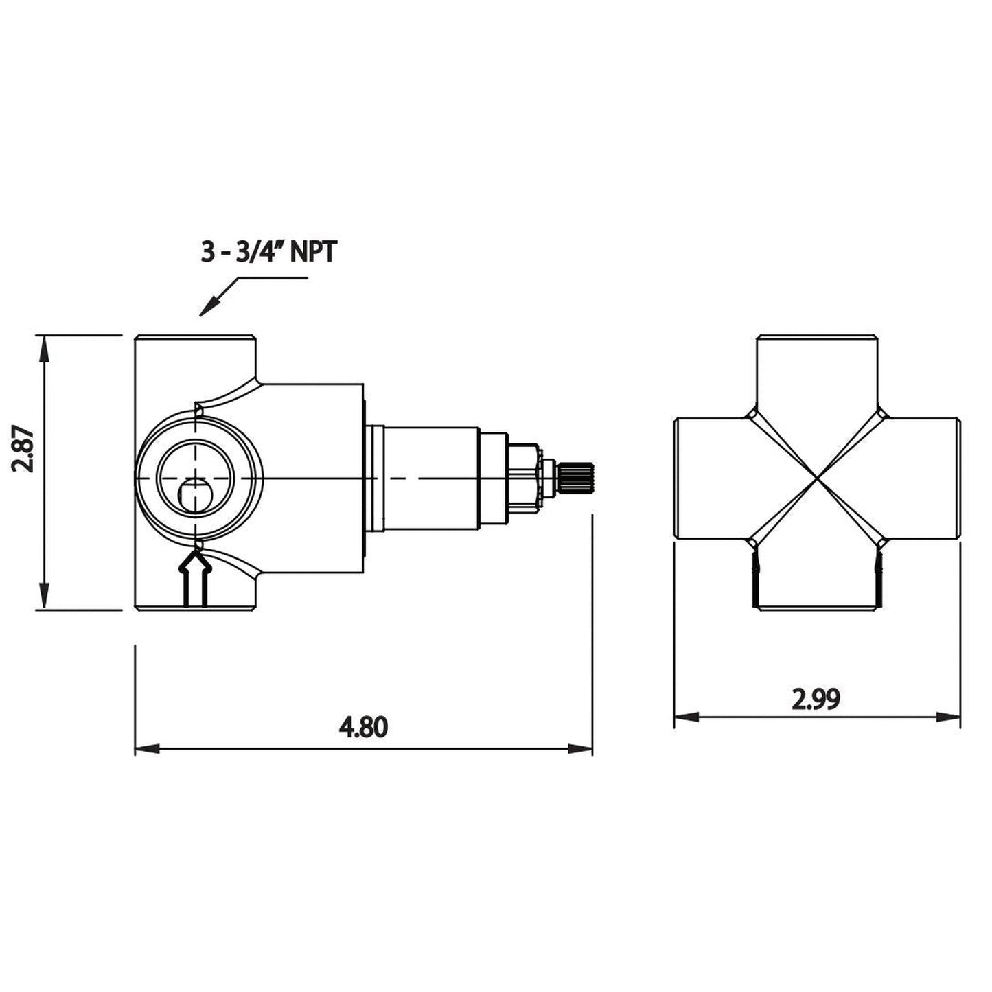 Isenberg Serie 145 3" Chrome Wall Mounted Shower Faucet Trim With 3-Way Diverter Shower Rough Valve With Shared Outputs and Integrated Volume Control