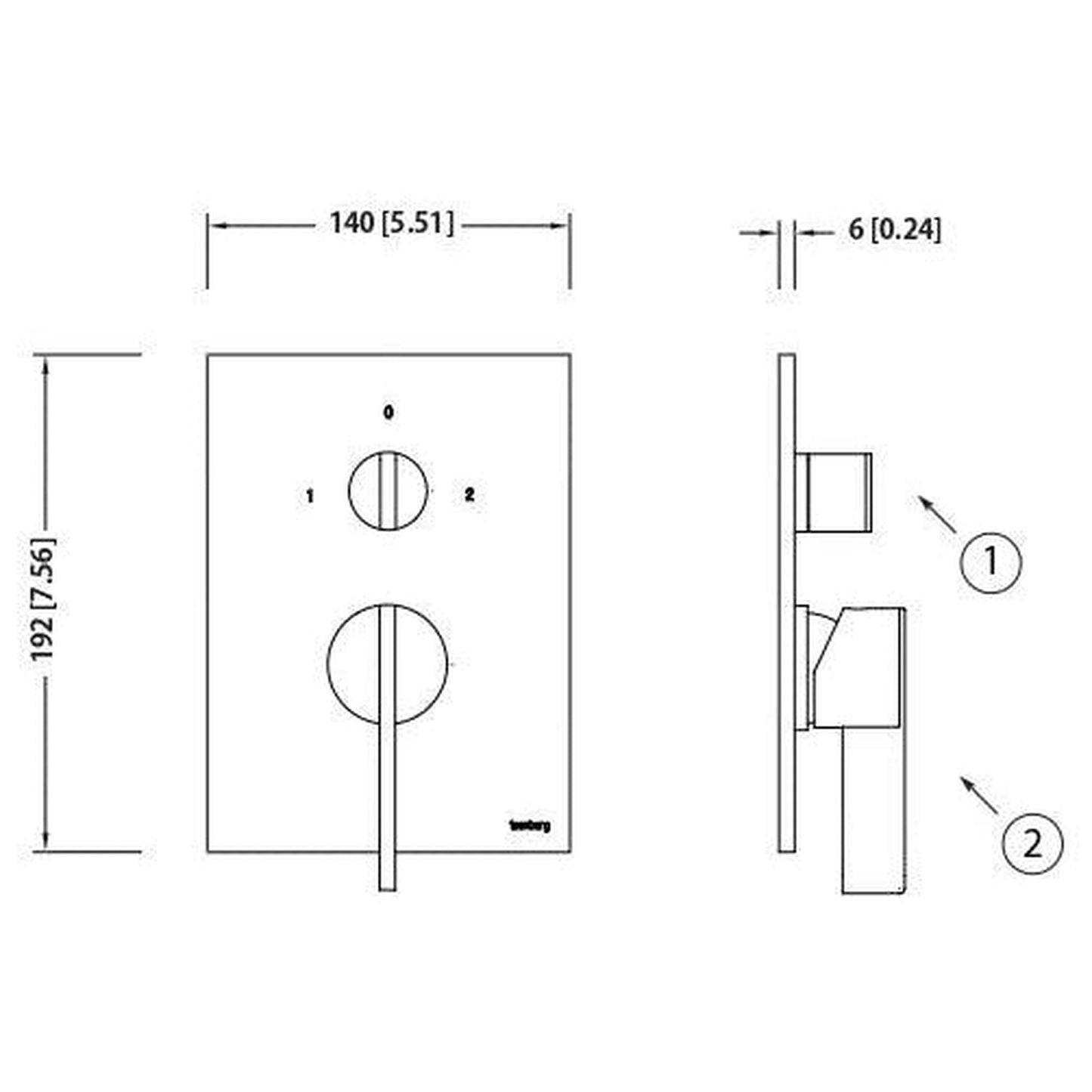 Isenberg Serie 145 8" Chrome Tub / Shower Trim Set With 2-Output Pressure Balance Valve And 2-Way Diverter