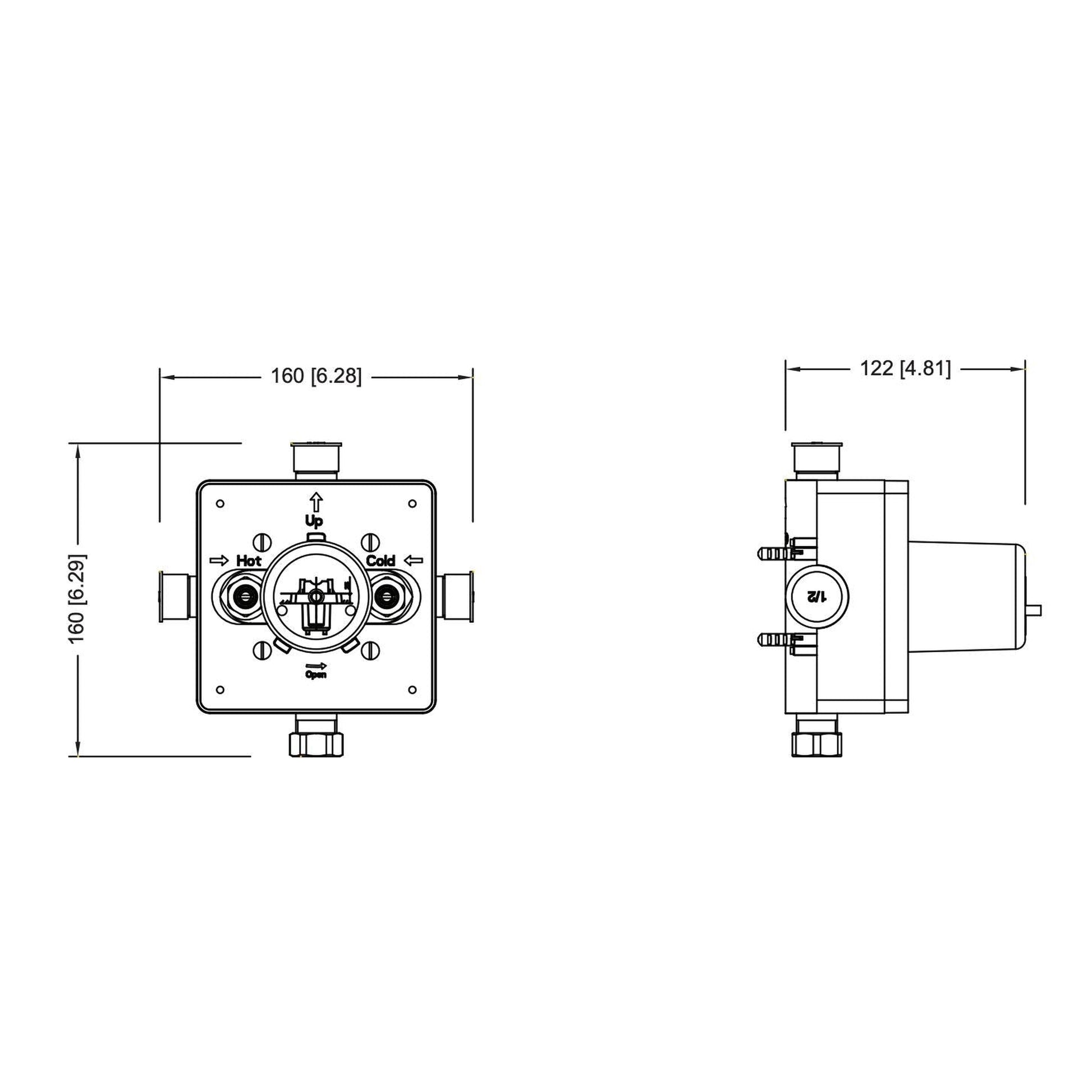 Isenberg Serie 145 Single Output Chrome Wall-Mounted Shower Set With 3-Function ABS Shower Head, Single Handle Shower Trim and 1-Output Single Control Pressure Balance Valve