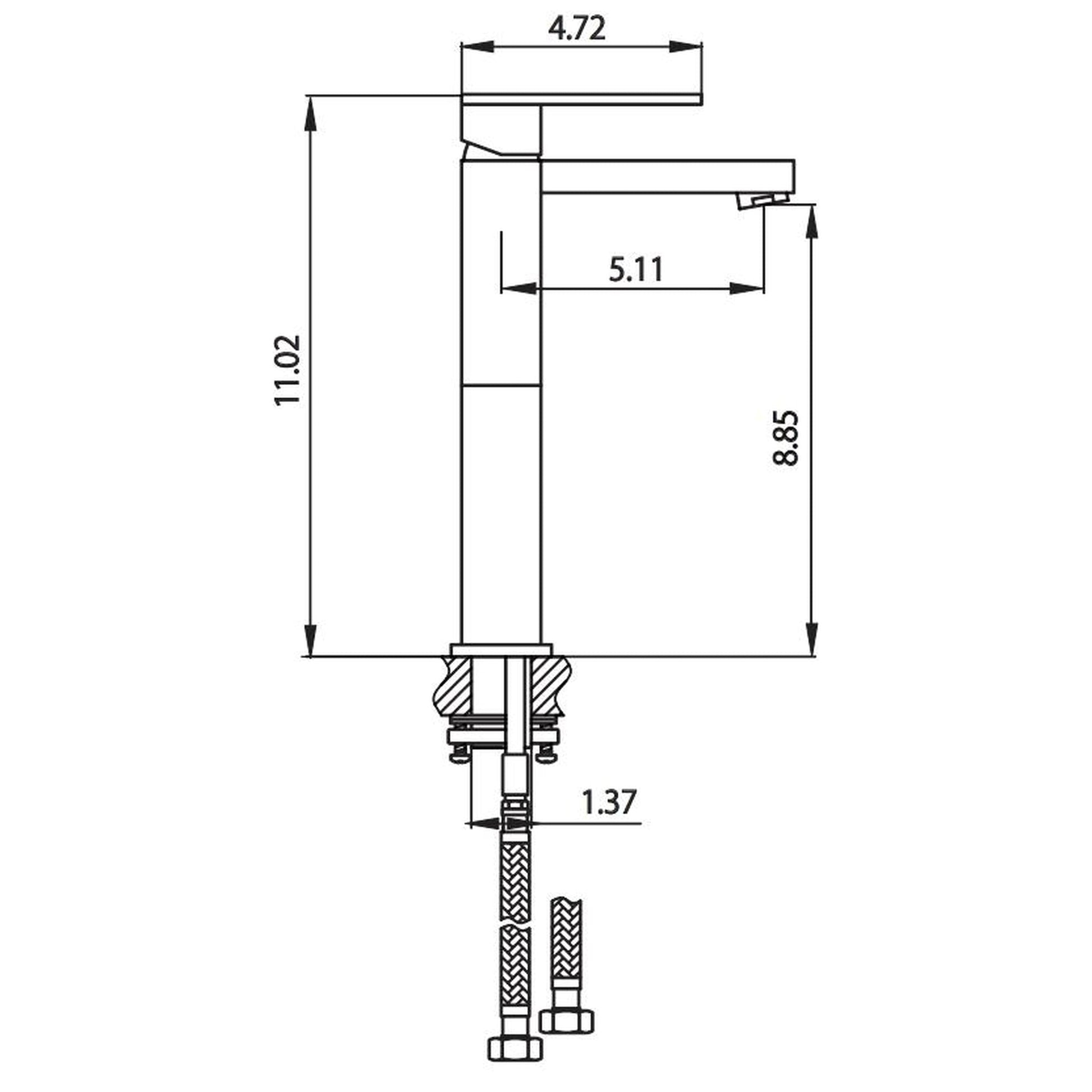 Isenberg Serie 160 11" Single-Hole Polished Nickel PVD Deck-Mounted Vessel Bathroom Sink Faucet