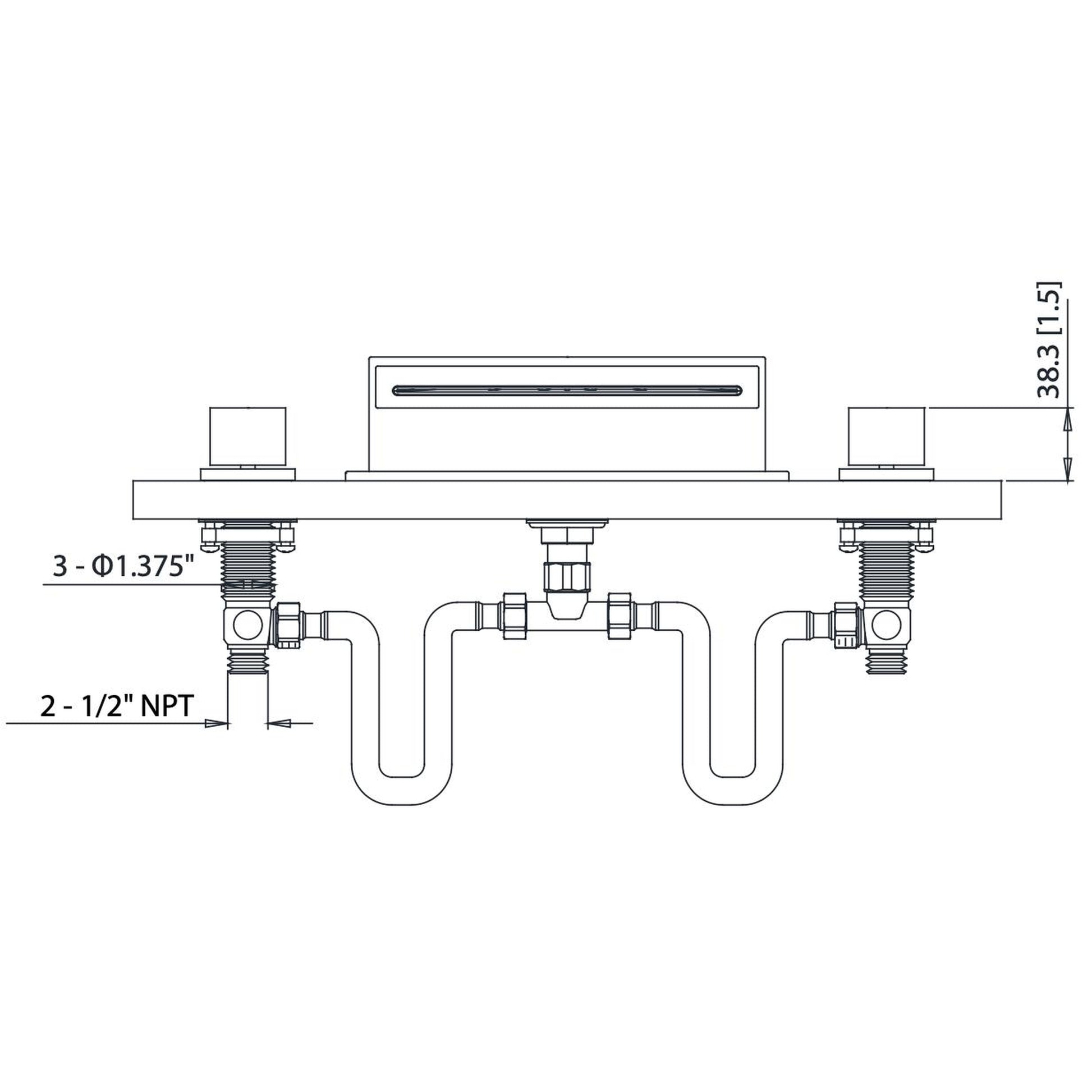 Isenberg Serie 160 13" Three-Hole Brushed Nickel PVD Deck-Mounted Cascade / Sheet Flow Waterfall Roman Bathtub Faucet With Valve Set