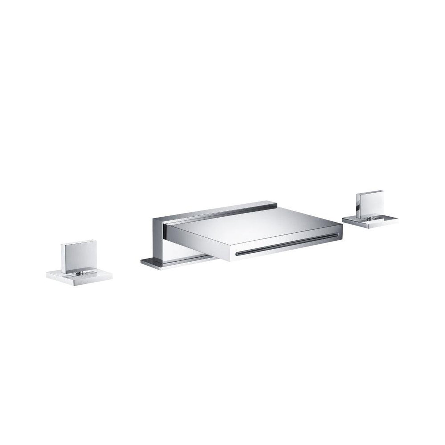 Isenberg Serie 160 13" Three-Hole Brushed Nickel PVD Deck-Mounted Cascade / Sheet Flow Waterfall Roman Bathtub Faucet With Valve Set