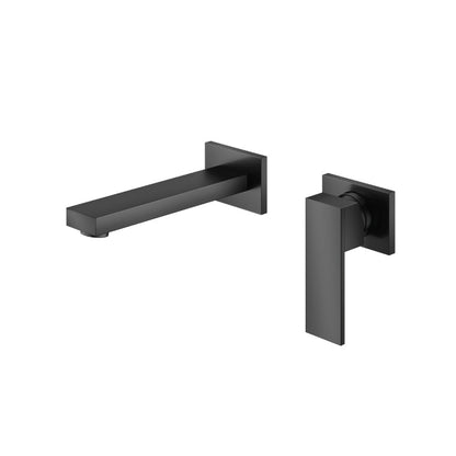 Isenberg Serie 160 7" Two-Hole Matte Black Wall-Mounted Bathroom Sink Faucet With Rough In Valve