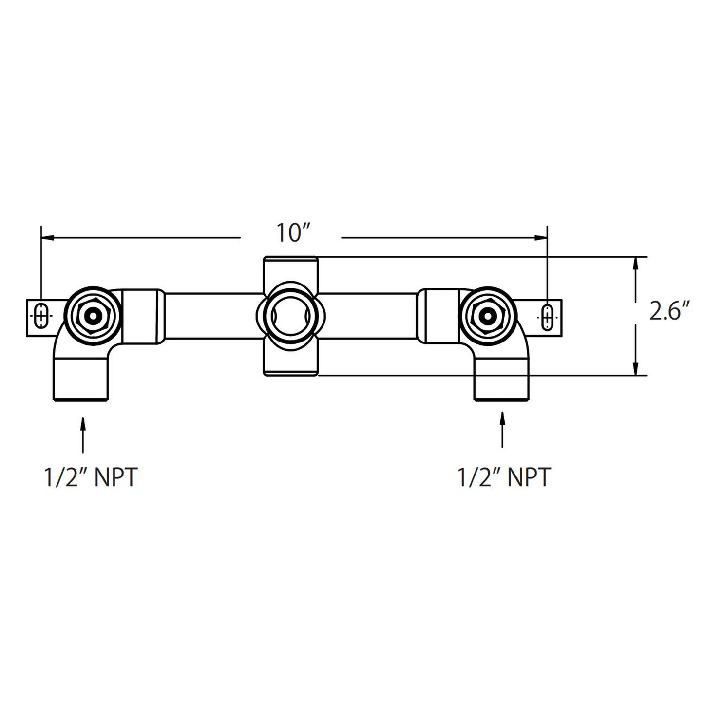 Isenberg Serie 160 8" Three-Hole Chrome Wall-Mounted Sink Faucet With 0.50" Rough-In Valve