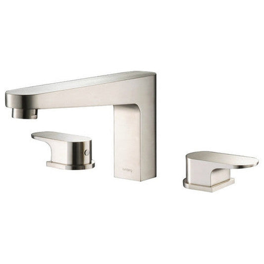 Isenberg Serie 180 5" Three-Hole Brushed Nickel PVD Solid Brass Deck-Mounted Roman Bathtub Faucet