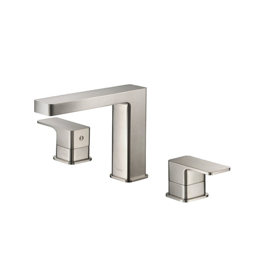 Isenberg Serie 196 13" Three-Hole Brushed Nickel PVD Solid Brass Deck-Mounted Widespread Bathroom Sink Faucet With Overflow Pop-Up Drain