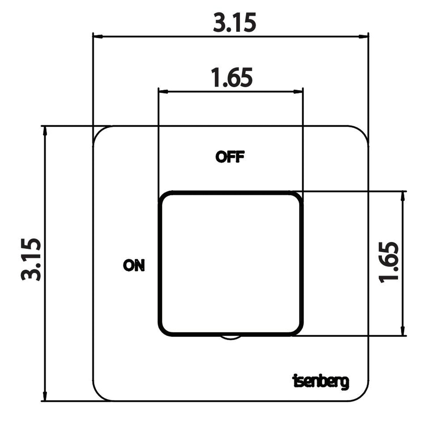 Isenberg Serie 196 3" Brushed Nickel PVD Wall Mounted Shower Faucet Trim With 0.75" Single-Output NPT Female Connection Volume Control Valve