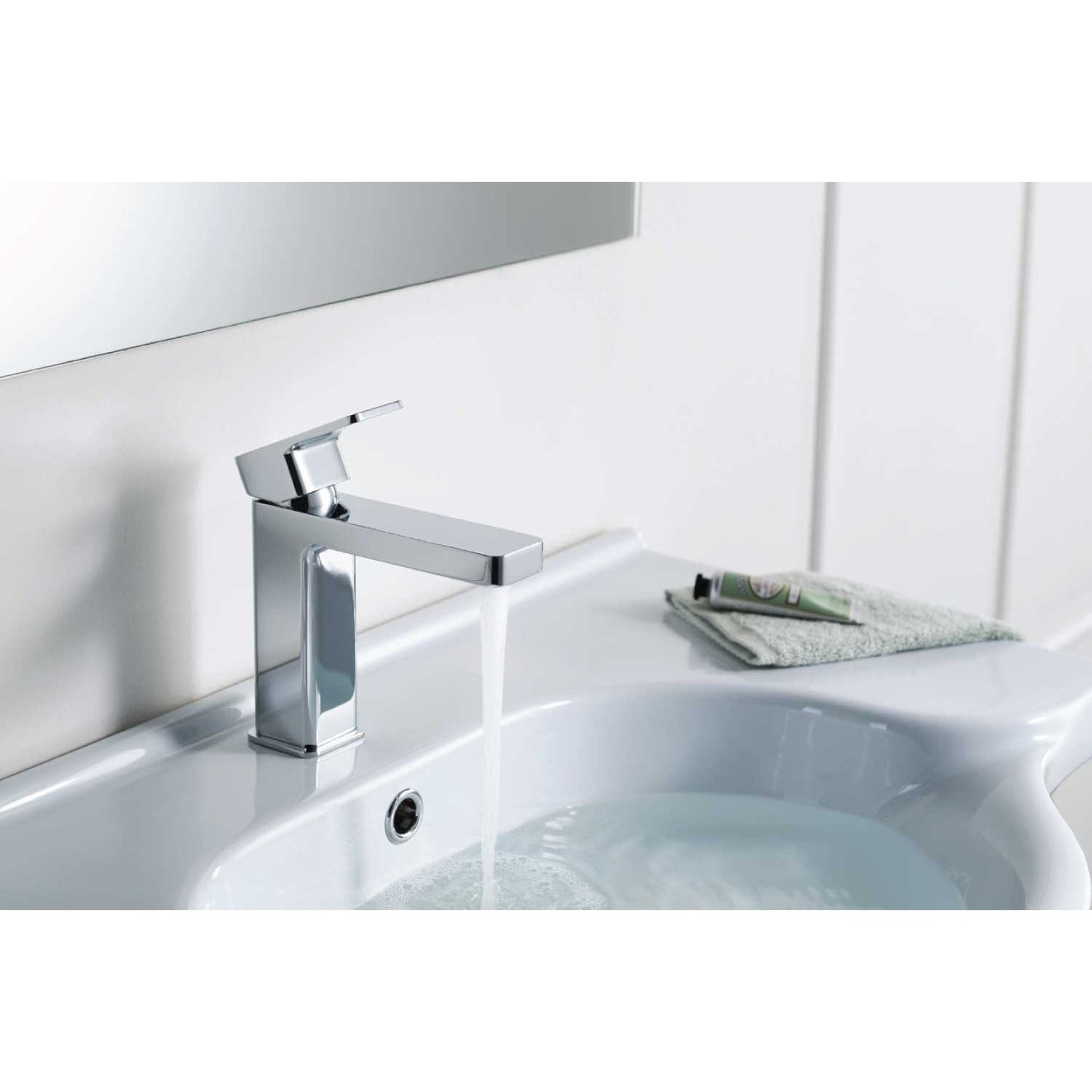 Isenberg Serie 196 7" Single-Hole Chrome Deck-Mounted Bathroom Sink Faucet With Pop-Up Drain and Adjustable Hot Limit Safety Stop