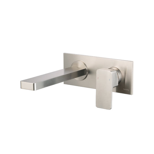 Isenberg Serie 196 9" Two-Hole Brushed Nickel PVD Wall-Mounted Bathroom Sink Faucet With Rough In Valve