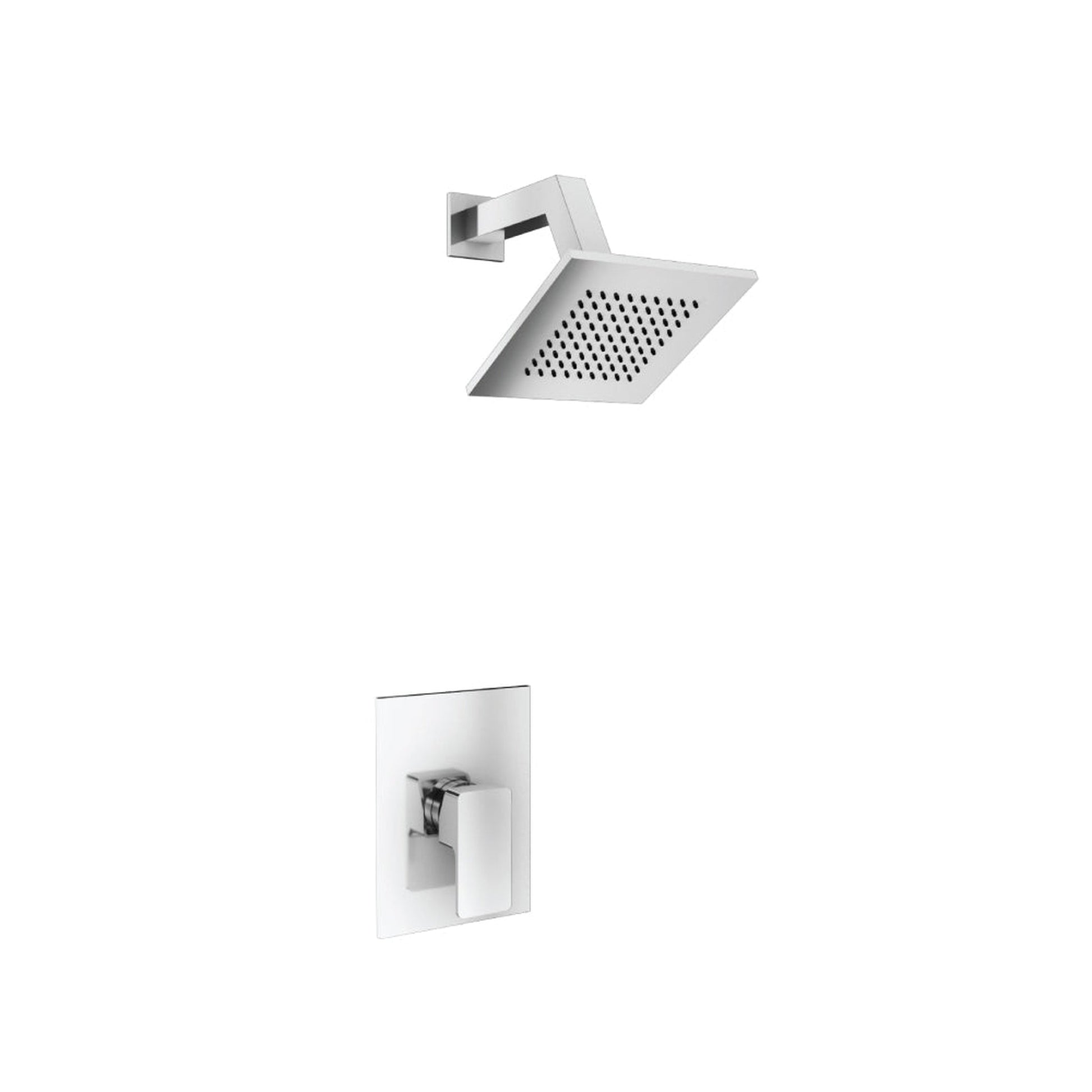 Isenberg Serie 196 Single Output Chrome Wall-Mounted Shower Set With 6" Solid Brass Rainhead Shower Head, Single Handle Shower Trim and 1-Output Single Control Pressure Balance Valve