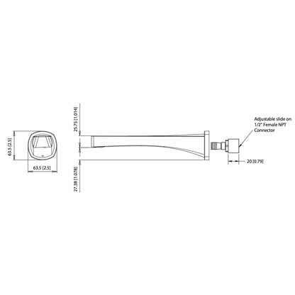 Isenberg Serie 240 10" Single-Hole Brushed Nickel PVD Solid Brass Wall-Mounted Non-Diverting Bathtub Spout