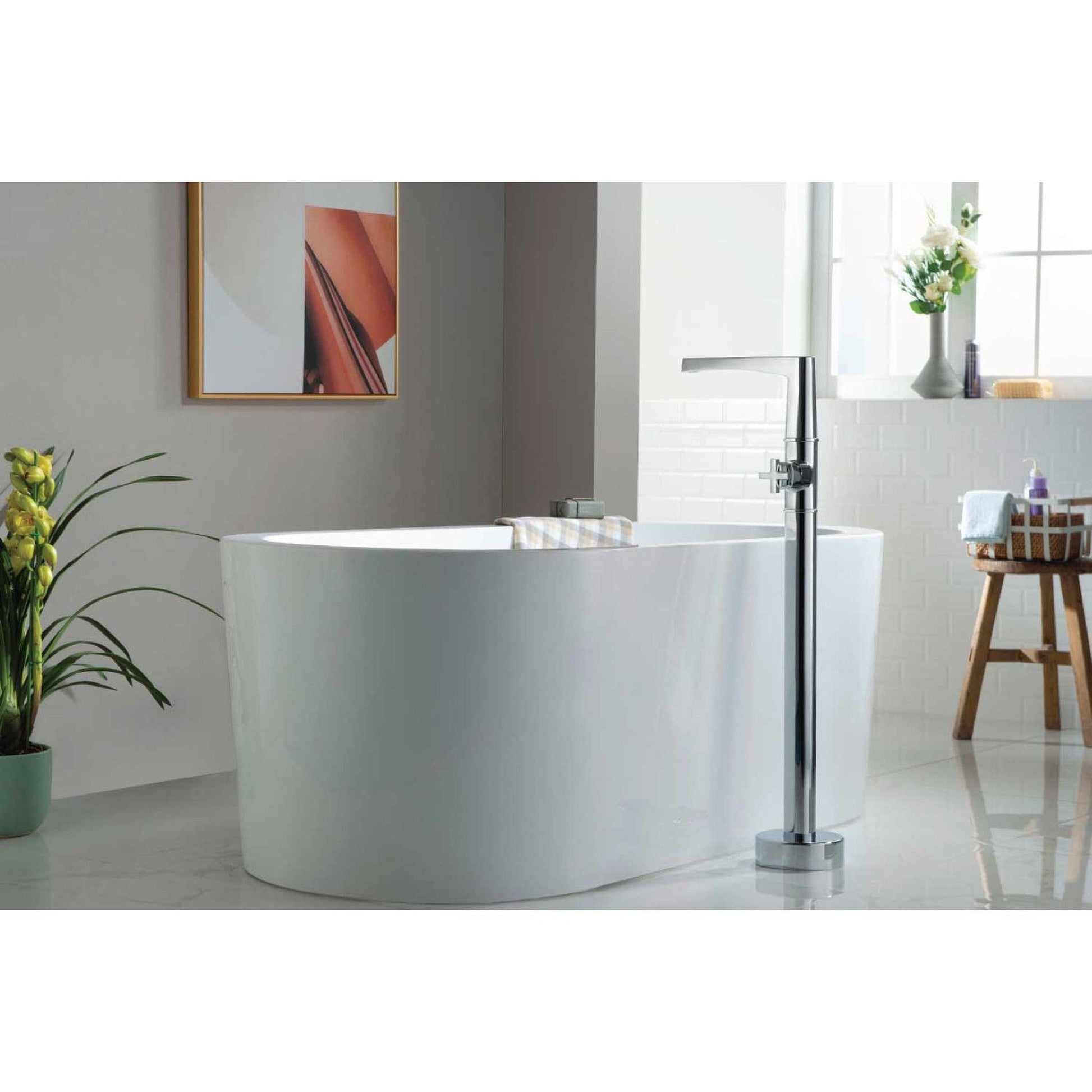 Isenberg Serie 240 39" Chrome Freestanding Floor-Mounted Bathtub Filler With 0.75" NPT Connection Valve