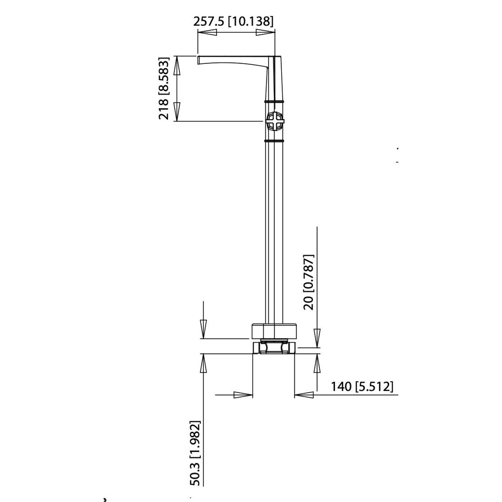 Isenberg Serie 240 39" Chrome Freestanding Floor-Mounted Bathtub Filler With 0.75" NPT Connection Valve