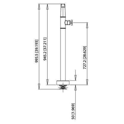 Isenberg Serie 240 39" Chrome Freestanding Floor-Mounted Bathtub Filler With 0.75" NPT Connection Valve