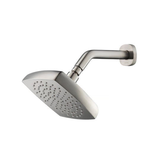 Isenberg Serie 240 7" Single Function Square Curve-Edged Brushed Nickel PVD Solid Brass Rain Shower Head With 8" Wall Mounted Shower Arm