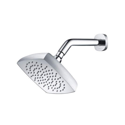 Isenberg Serie 240 7" Single Function Square Curve-Edged Chrome Solid Brass Rain Shower Head With 8" Wall Mounted Shower Arm